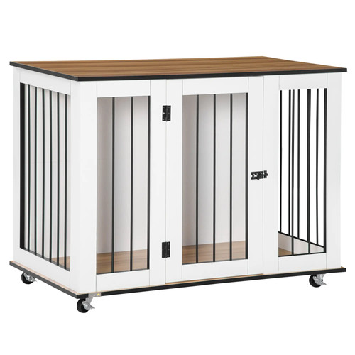 White dog crate - dog,