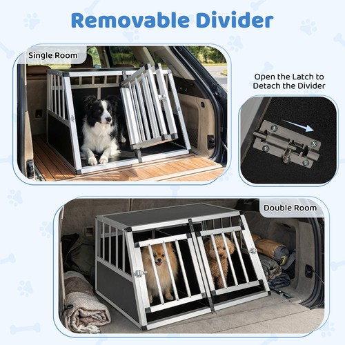 Aluminum travel dog crate - aluminum, with