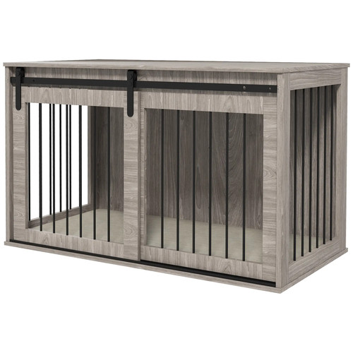 Brown wood effect dog crate - brown,