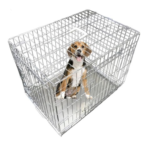 Silver large folding - dog, crate