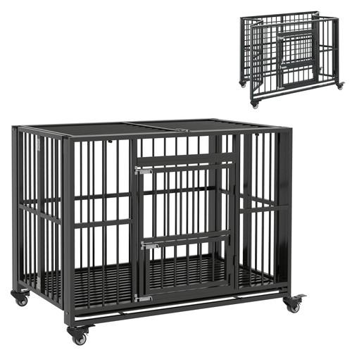 Pawhut foldable dog - dog, crate
